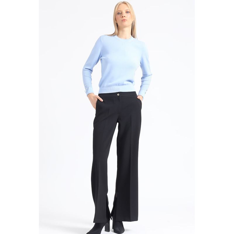 LIOLA - Pantalon Flare Tiro Alto, Abertura, Negro Liola