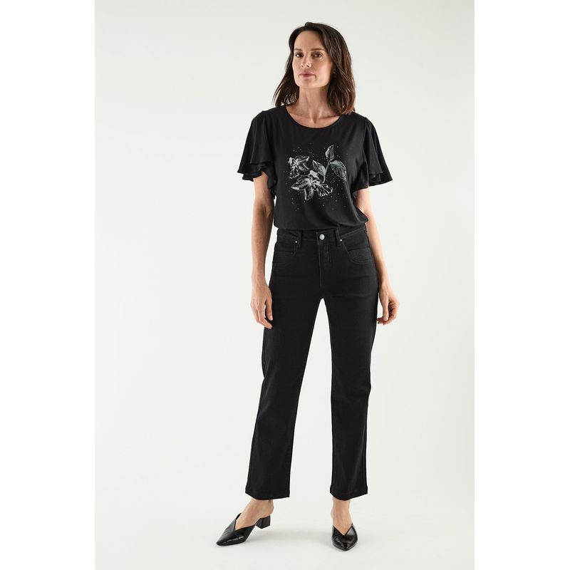 MA GRIFFE - Jeans Straight Negro Mujer Magriffe
