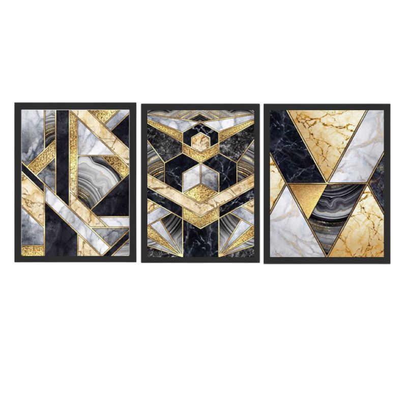 GENERICO - Cuadros  Decorativo Flores Dorado y Blanco Pack X 3 Uds   35cm  X 50cm C/u