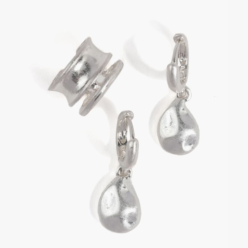 LOUNGE - Set Aros Mujer Argollas Con Colgante Y Cuff