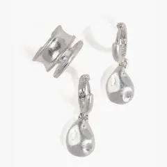 LOUNGE - Set Aros Mujer Argollas Con Colgante Y Cuff
