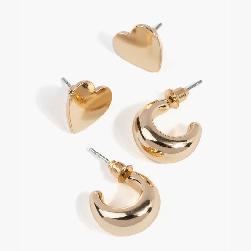 LOUNGE - Set Aros Mujer Corazón Y Argollas