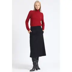 LIOLA - Falda Midi Evase, Negro