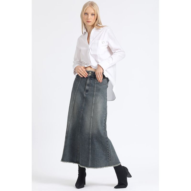 LIOLA - Falda Maxi, Vintage, Café Liola