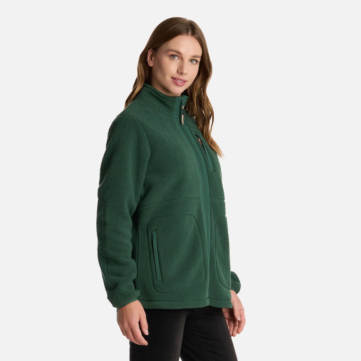 LIPPI - Polar Mujer Hug-Like Shaggy Pro Jacket Verde Botella Lippi