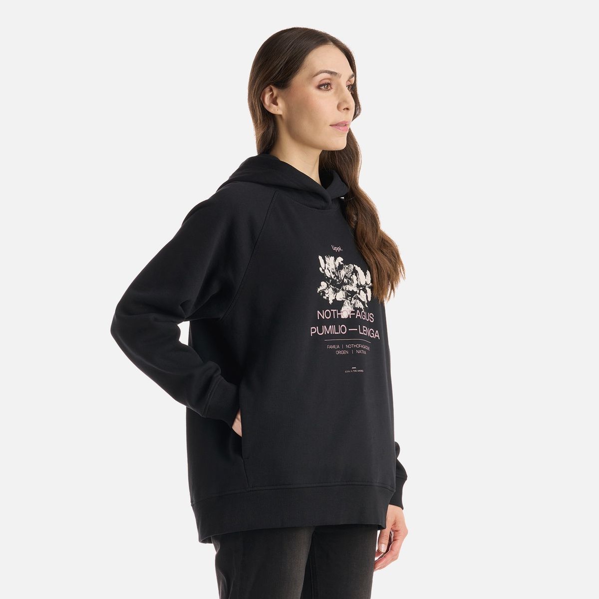 LIPPI - Polerón Mujer Insigne Hoody Sweatshirt Front Print Negro Lippi