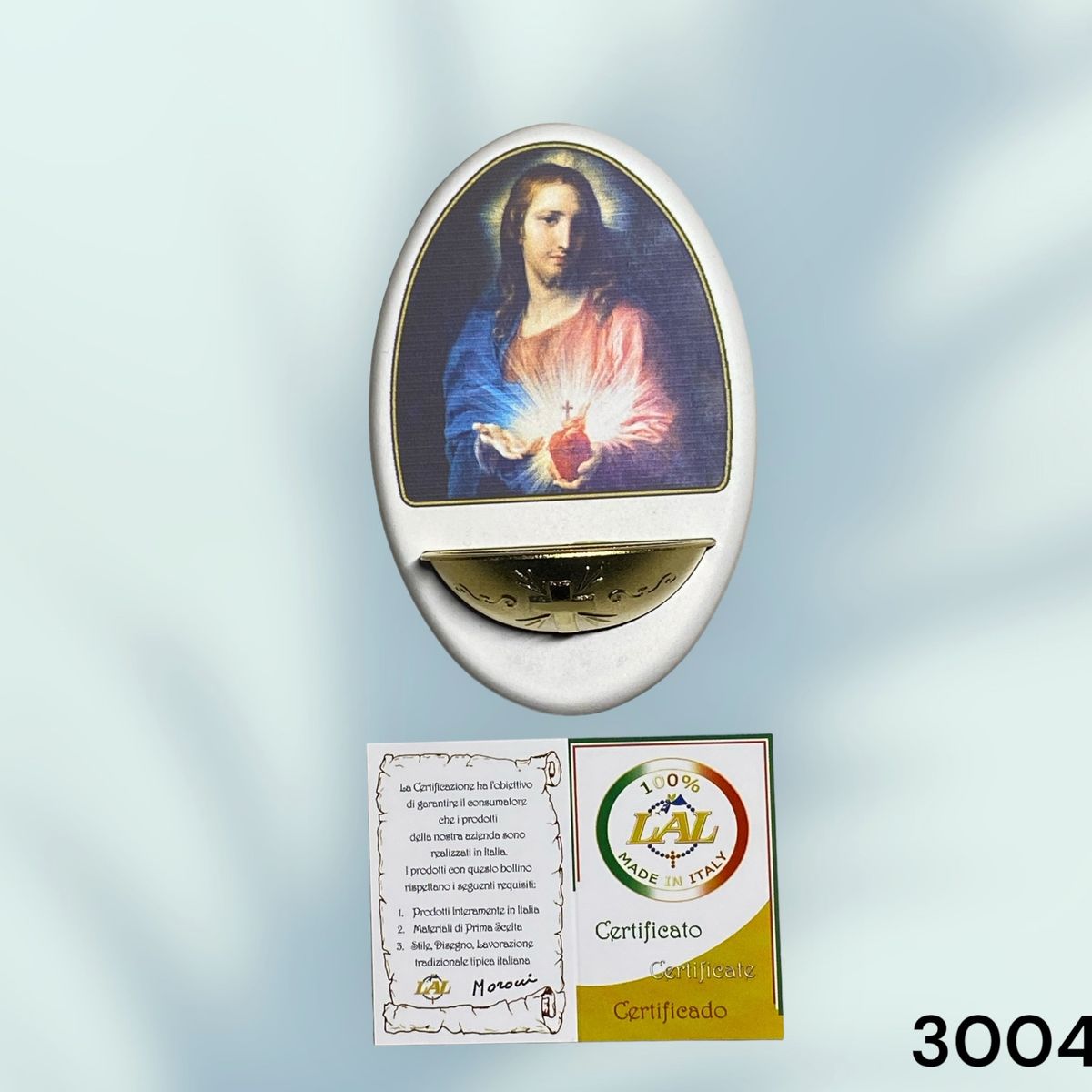GENERICO - Pila Agua Bendita Italiana con imagen del Sagrado Corazón de Jesús