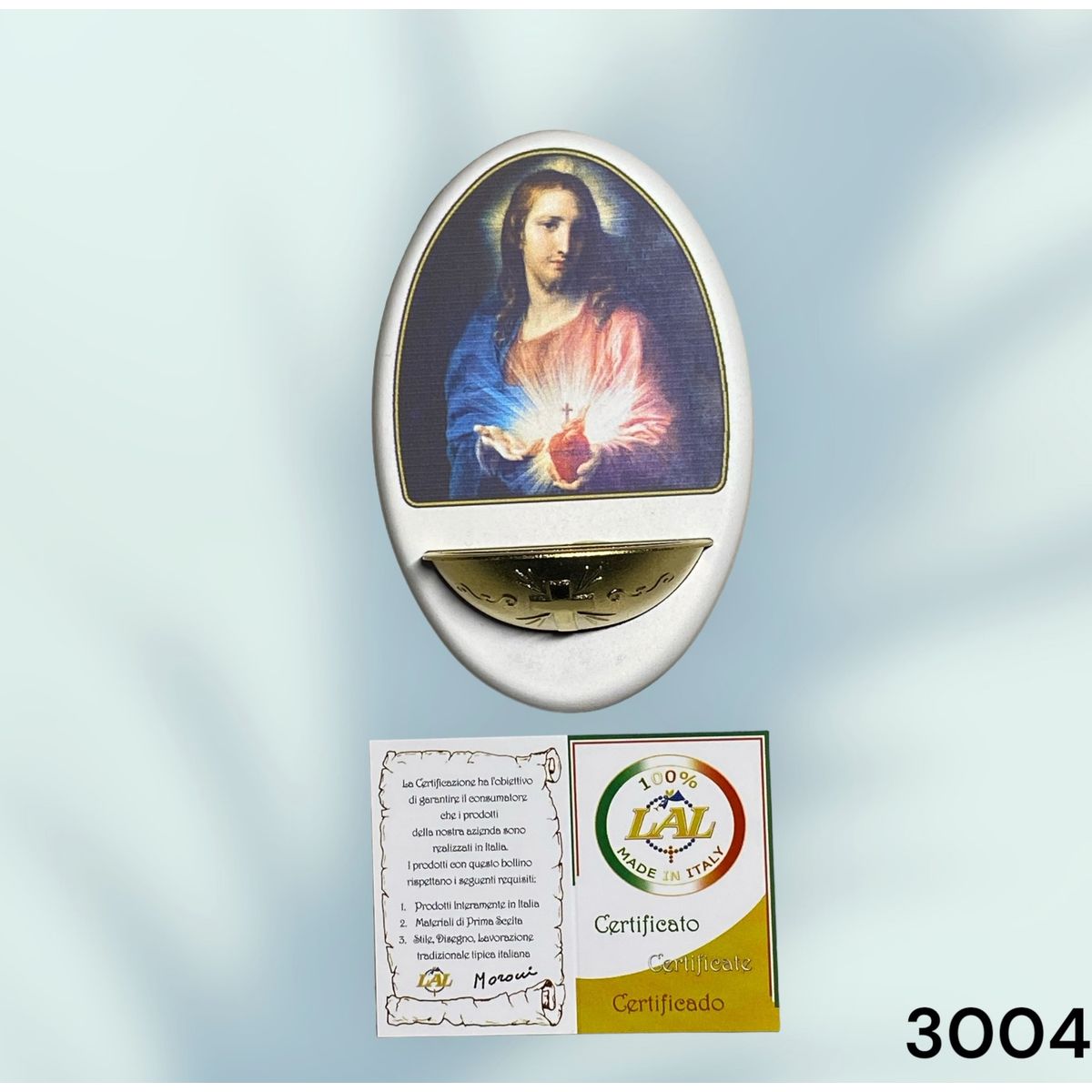 GENERICO - Pila Agua Bendita Italiana con imagen del Sagrado Corazón de Jesús
