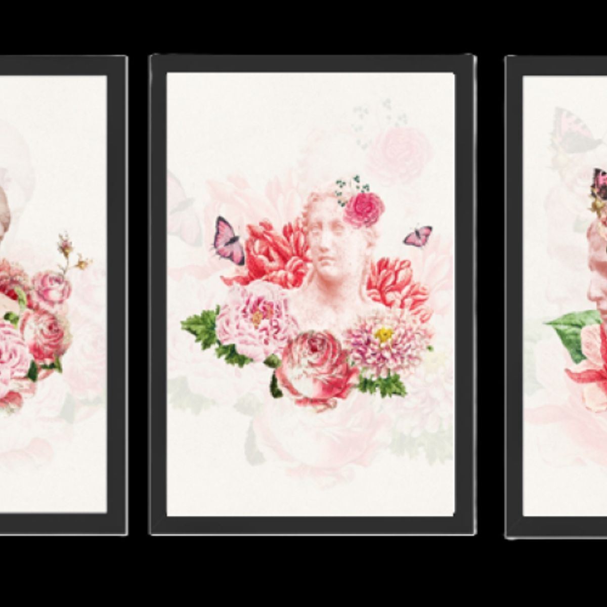 GENERICO - Cuadros  Decorativo Escultura Floreada Pack X 3 Uds.   35cm  X 50cm C/u