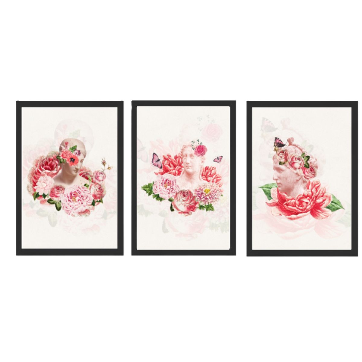 GENERICO - Cuadros  Decorativo Escultura Floreada Pack X 3 Uds.   35cm  X 50cm C/u