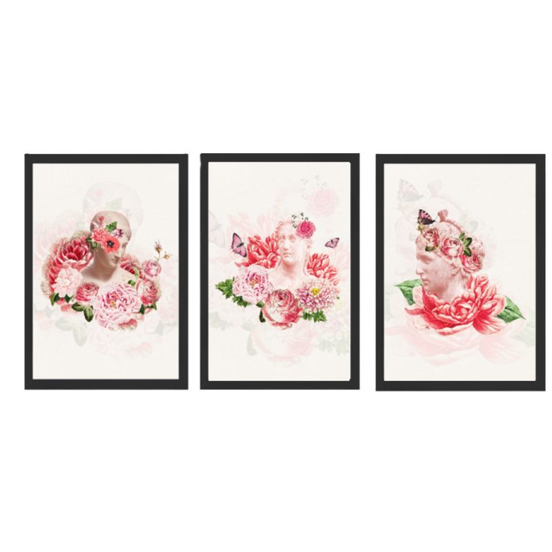 GENERICO - Cuadros  Decorativo Escultura Floreada Pack X 3 Uds.   35cm  X 50cm C/u