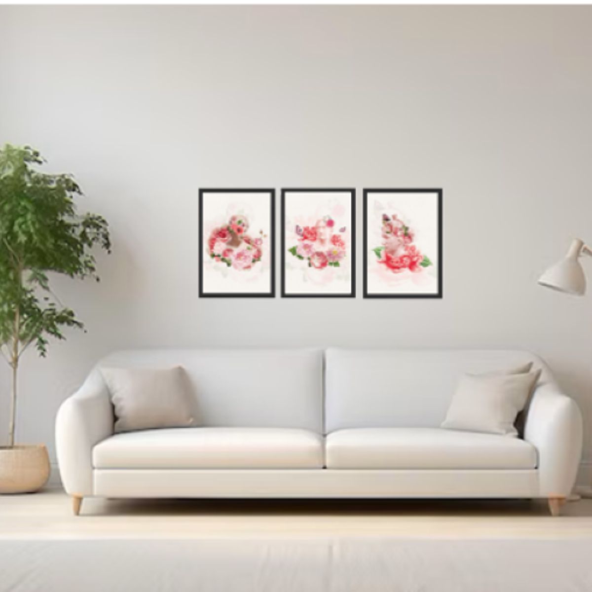 GENERICO - Cuadros  Decorativo Escultura Floreada Pack X 3 Uds.   35cm  X 50cm C/u