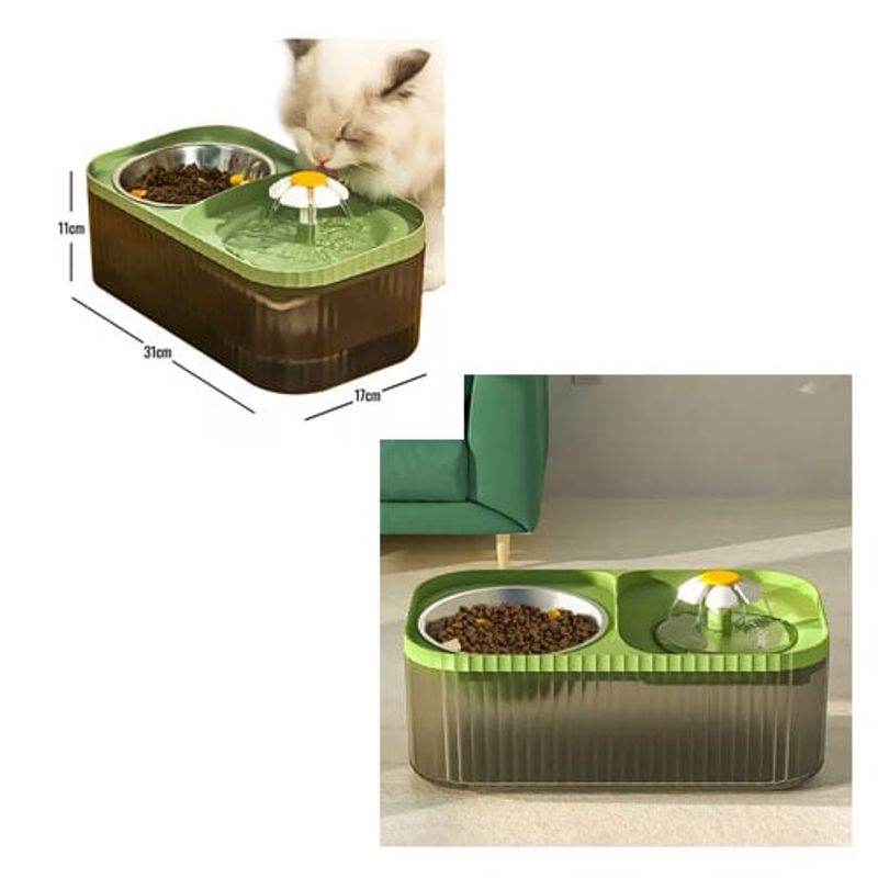 GENERICO - Alimentador Y Bebedero Para Gatos Y Mascotas Color Blanco