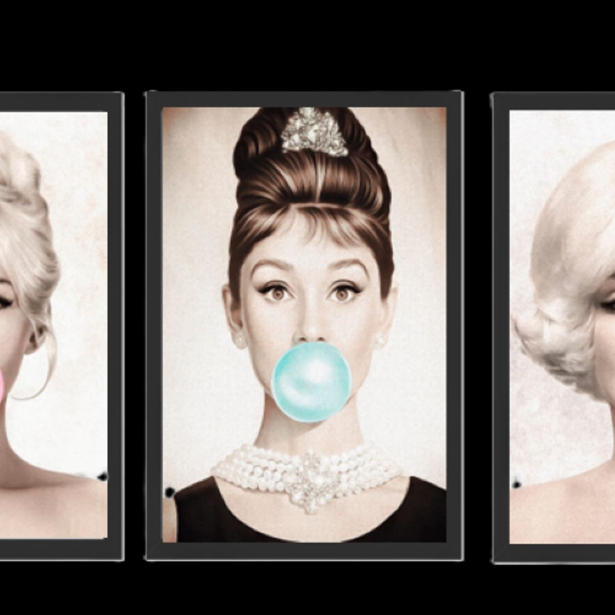 GENERICO - Cuadros  Decorativo Chicas bombon Pack X 3 Uds. 35cm  X 50cm C/u