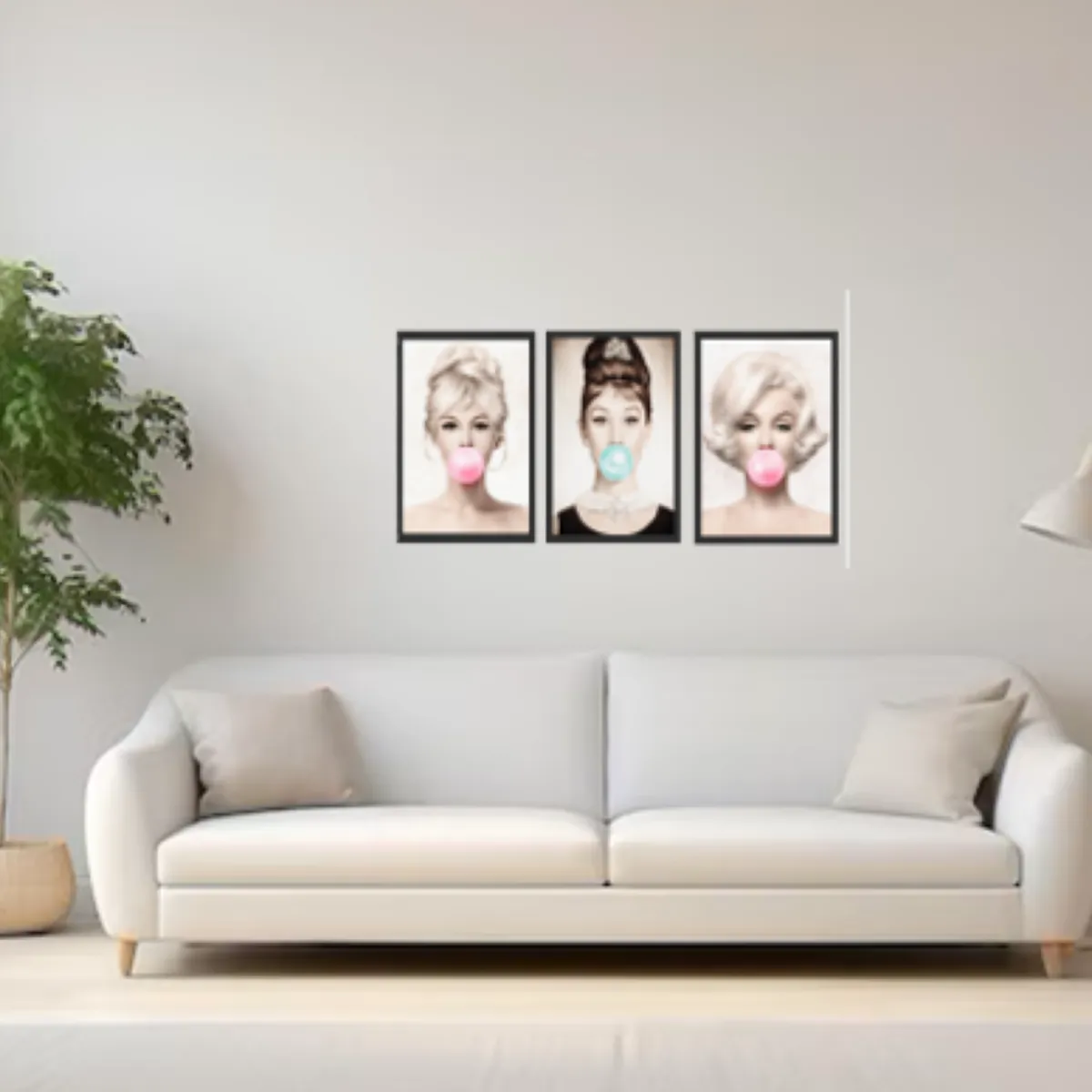 GENERICO - Cuadros  Decorativo Chicas bombon Pack X 3 Uds. 35cm  X 50cm C/u