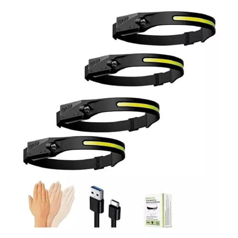 GENERICO - Pack 4 Linterna De Cabeza Recargable