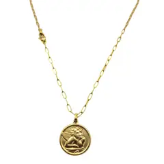 GENERICO - Cadena Tejido Clip con Medalla de Angel de la Guarda Rafael Oro 18K
