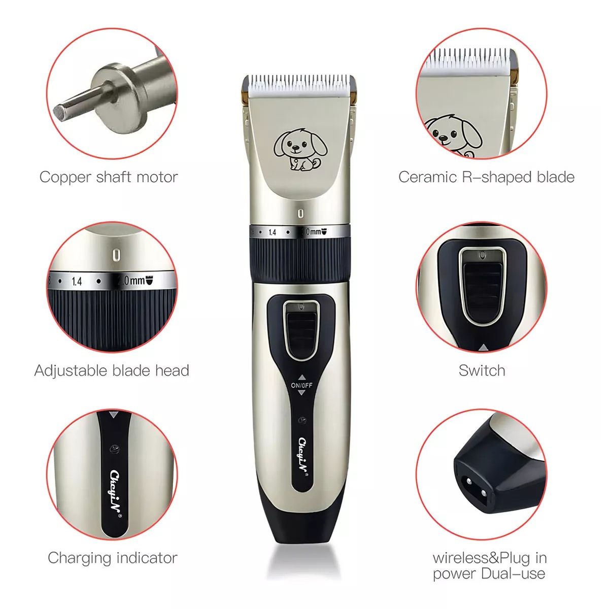 GENERICO - Kit de aseo para mascotas Clipper 220V