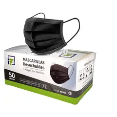 GENERICO - Mascarillas Quirúrgicas Desechable 3 Capas 50 Unidades Negro