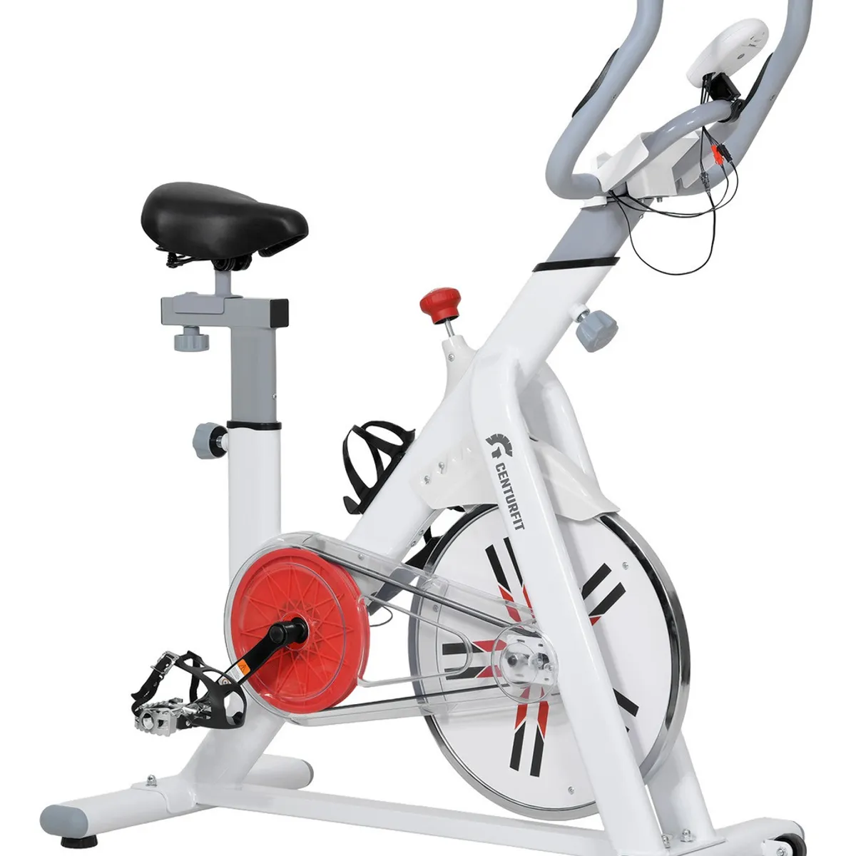 CENTURFIT - Bicicleta Spinning Estatica 8kg Ejercicio Cardio Blanco