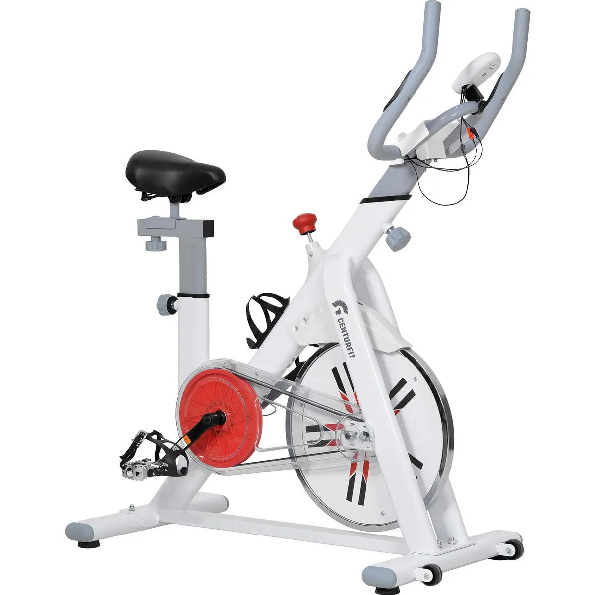 CENTURFIT - Bicicleta Spinning Estatica 8kg Ejercicio Cardio Blanco