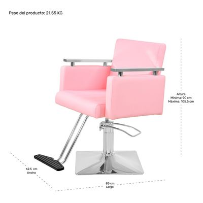 Imagen 2 del producto Sillon Silla Barberia Estetica Peluqueria Cuadrada 360 Moderna Rosa