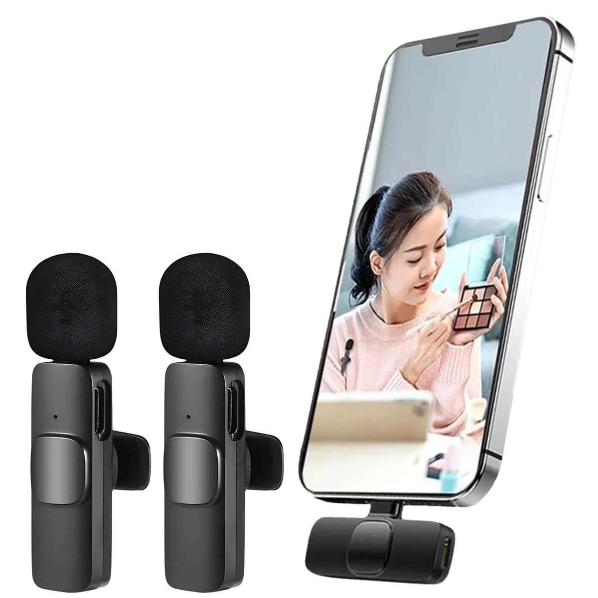 TECMASTER - Pack de Micrófonos Inalámbricos HIFI de Smartphone TM-300527