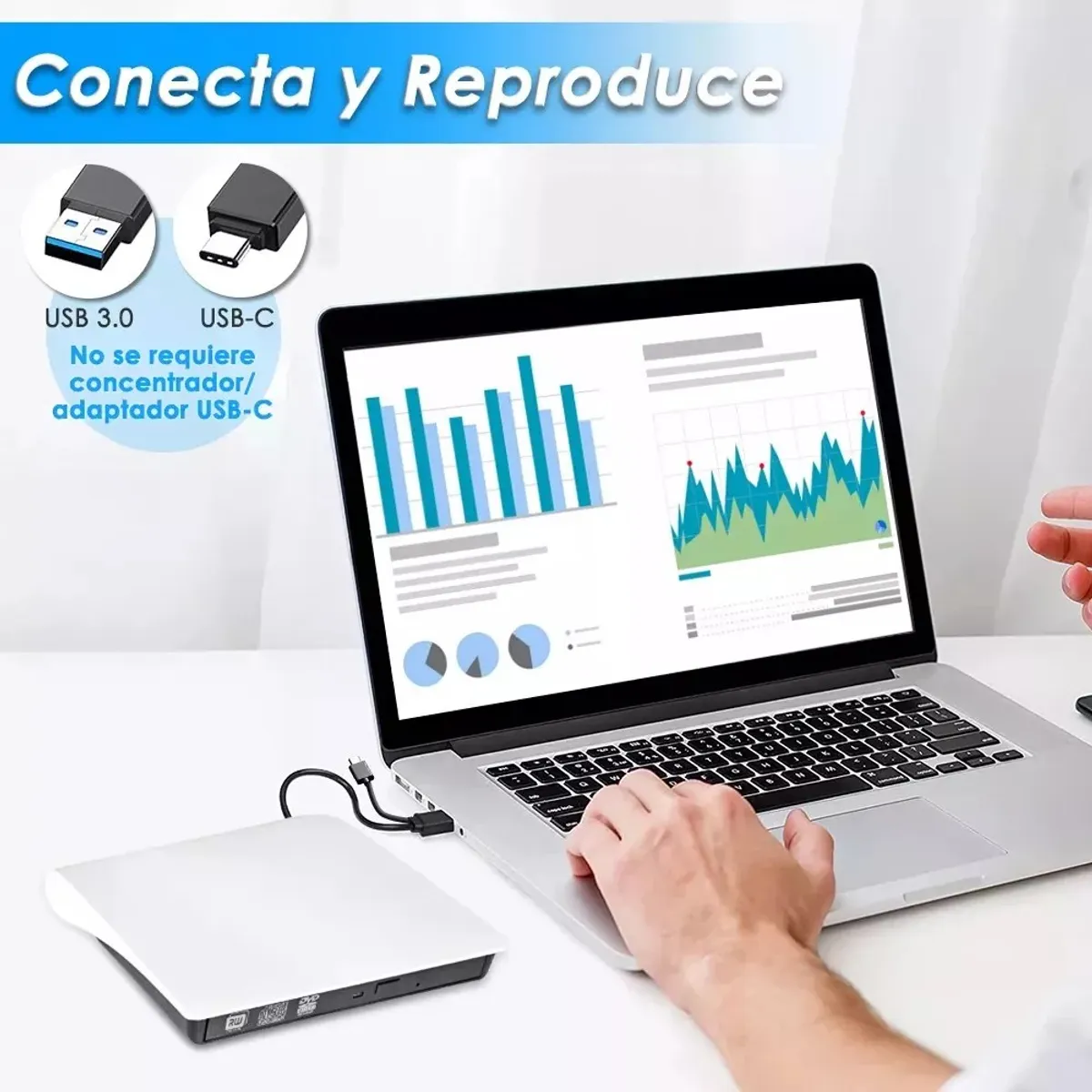 MUNDO MAGIA - Grabadora Dvd Lector De Cd Externo Usb 30+ Type C Quemado