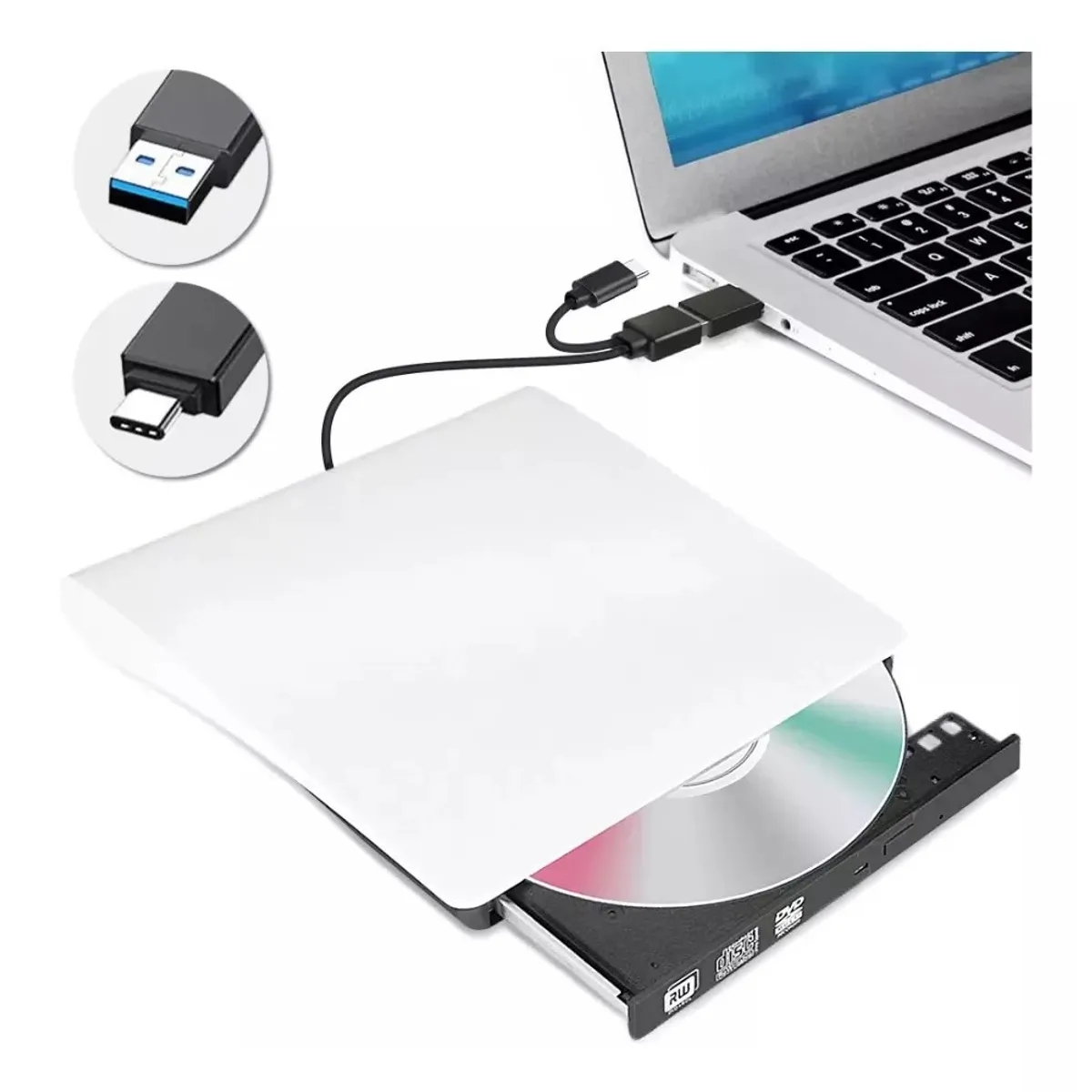 MUNDO MAGIA - Grabadora Dvd Lector De Cd Externo Usb 30+ Type C Quemado