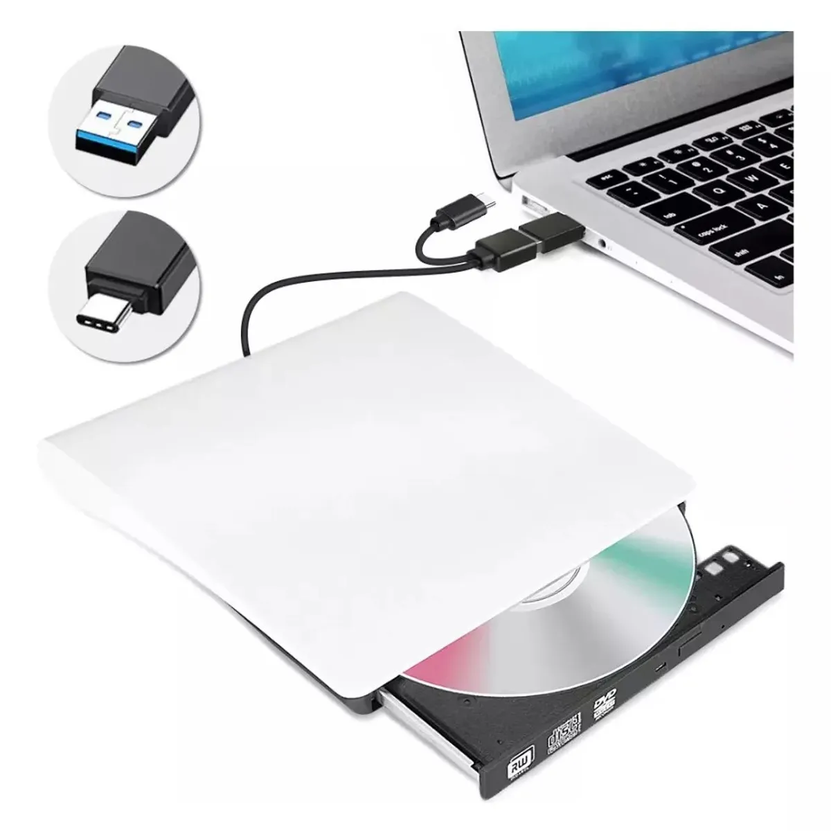 MUNDO MAGIA - Grabadora Dvd Lector De Cd Externo Usb 30+ Type C Quemado