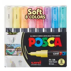 FABER-CASTELL - Set 8 Marcadores POSCA 1M - 8 colores pasteles
