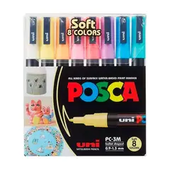 FABER-CASTELL - Set 8 Marcadores POSCA 3M - 8 Colores pasteles 09 a 13mm