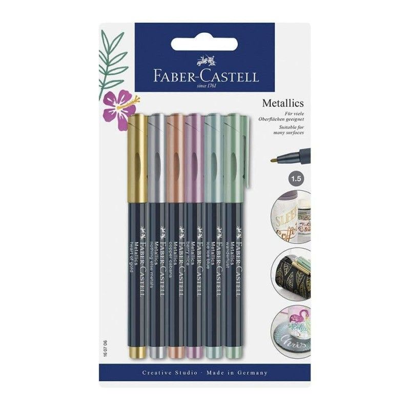 FABER-CASTELL - Set de Marcadores Metálicos 6 Colores Faber Castell