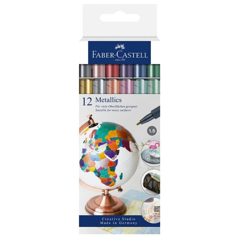 FABER-CASTELL - Set de Marcadores Metálicos 12 Colores Faber Castell