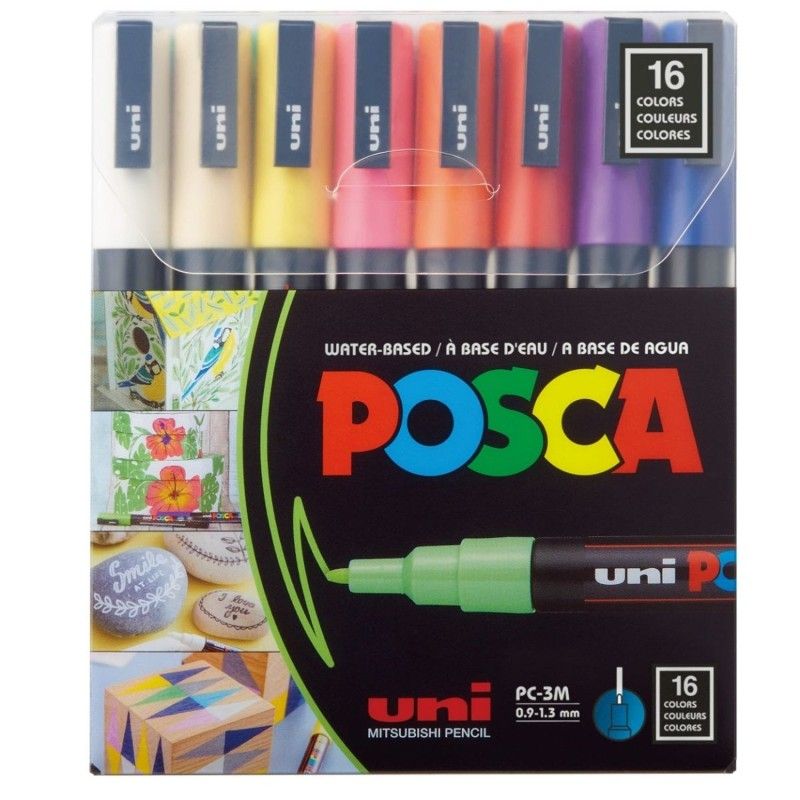 FABER-CASTELL - Set 16 Marcadores POSCA 3M - 16 Colores 09 a 13mm