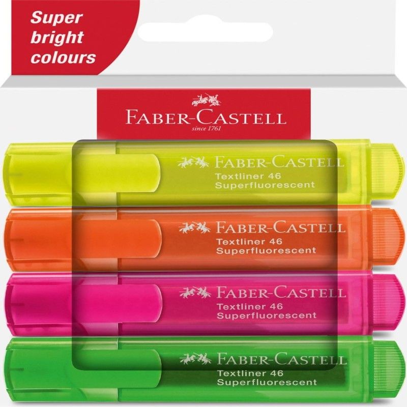 FABER-CASTELL - Set 4 Destacadores Faber-Castell TL 46 Fluor