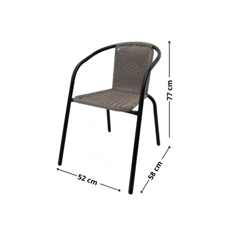 GENERICO - Juego Terraza Comedor Con 4 Sillas Ratan Cafe Oscuro