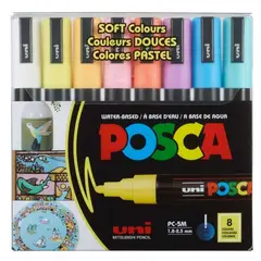 FABER-CASTELL - Set 8 Marcadores POSCA 5M - Colores pastel