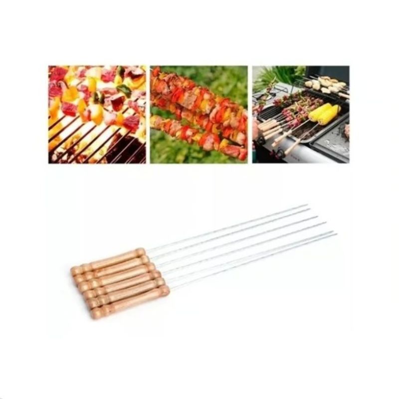 GENERICO - X12 Pinchos Para Barbacoa Parilla Asado Acero BBQ 29Cm