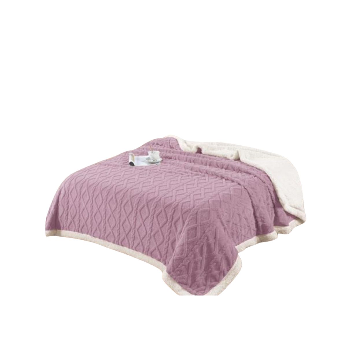 GENERICO - Frazada Manta Polar Sherpa King Relieve Trenza 230x200cm