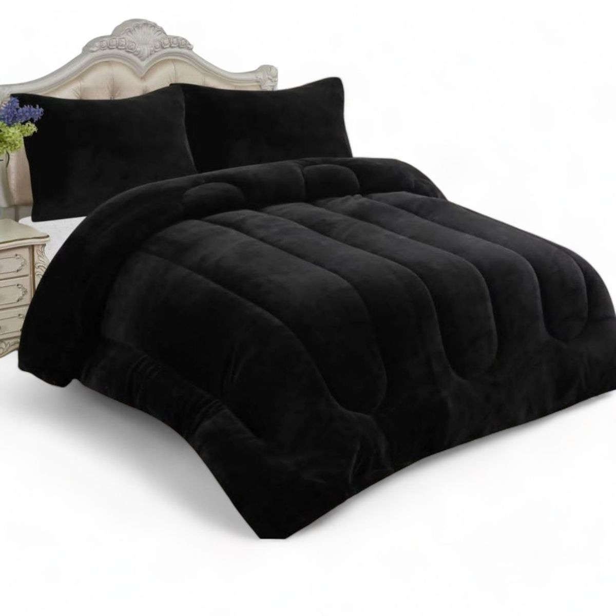 GENERICO - Cobertor plush con chiporro colcha plaza y media liso