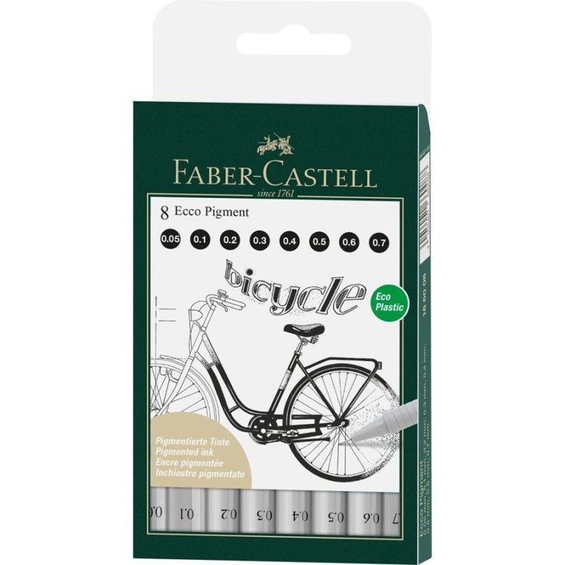 FABER-CASTELL - Set 8 Tiralíneas Calibrados Ecco Pigment 0.05 a 0.7mm