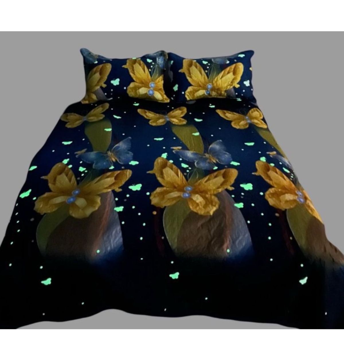 GENERICO - CUBRECAMA QUILT VERANO 2 PLAZA LUMINOSO DISEÑO MARIPOSA AMARILLA  TF