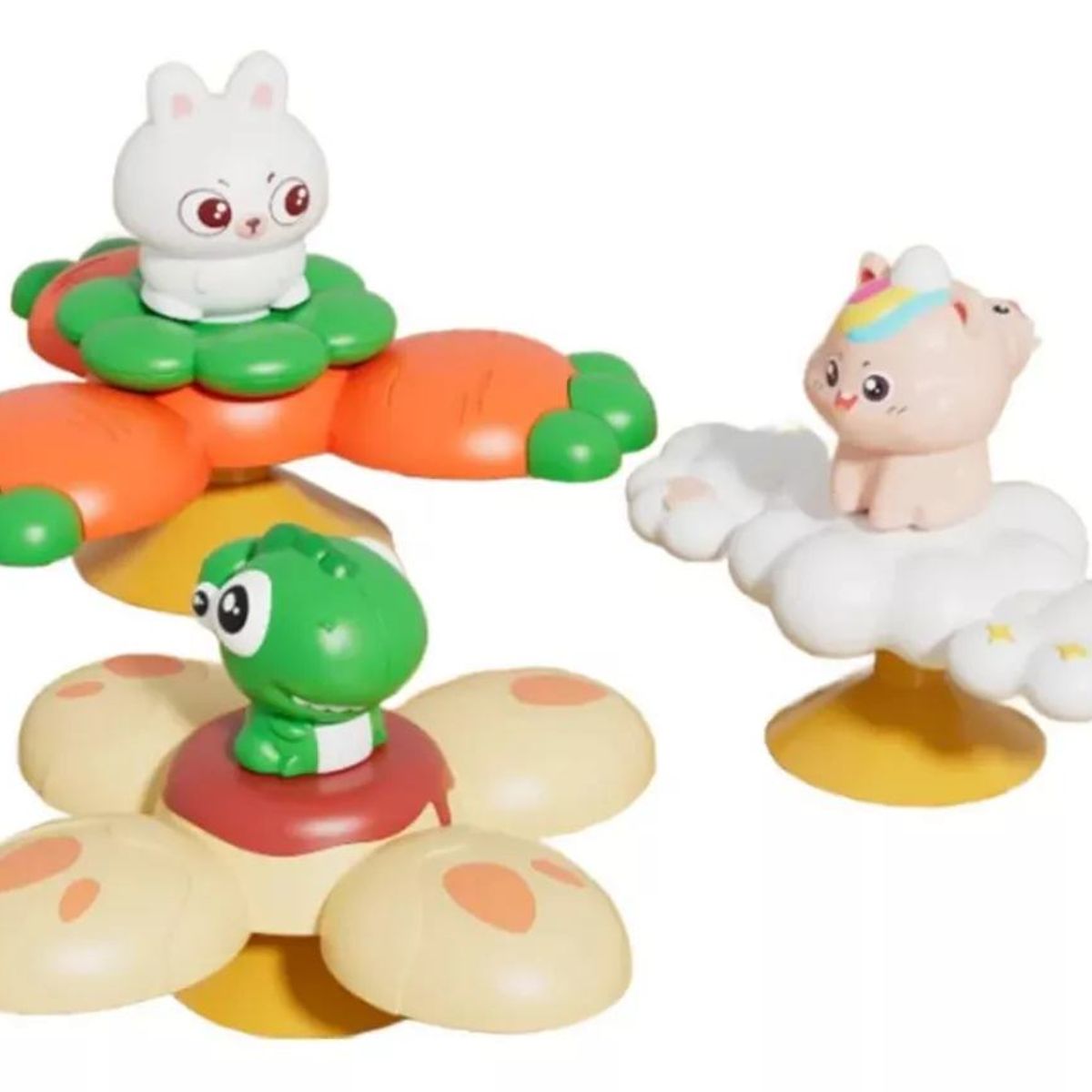 GENERICO - Pack 3 juguetes sensorial giratorio spinner con ventosa bebé