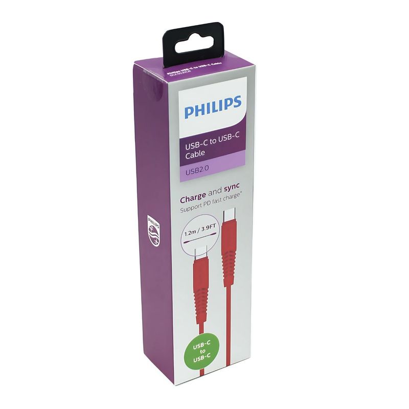 PHILIPS - Cable Usb-c A Usb-c 12m Rojo Philips Dlc5531r - SC
