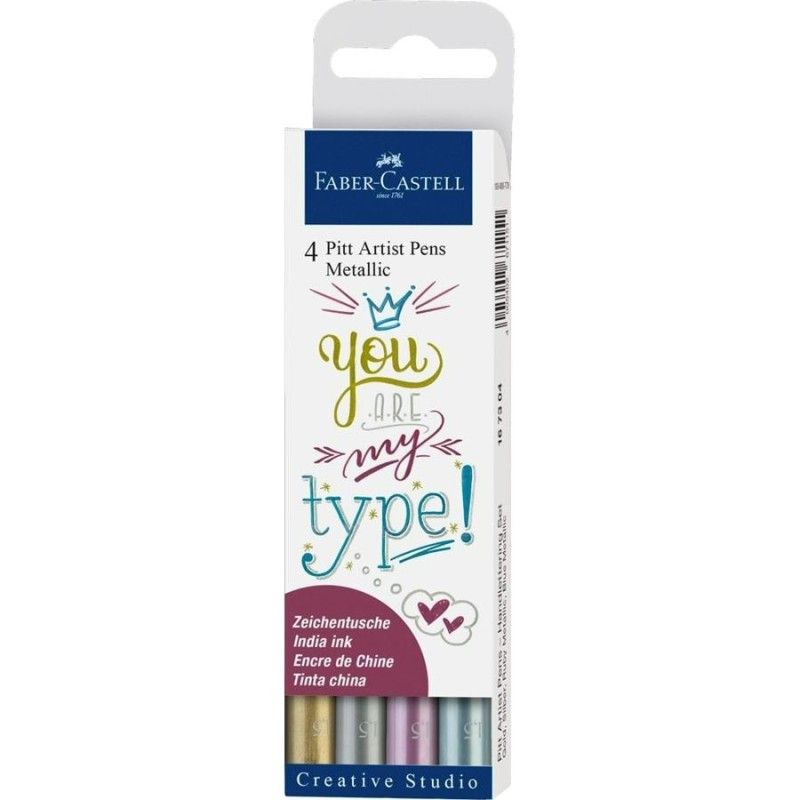 FABER-CASTELL - Set 4 marcadores metálicos Pitt Artist Metallic Lettering