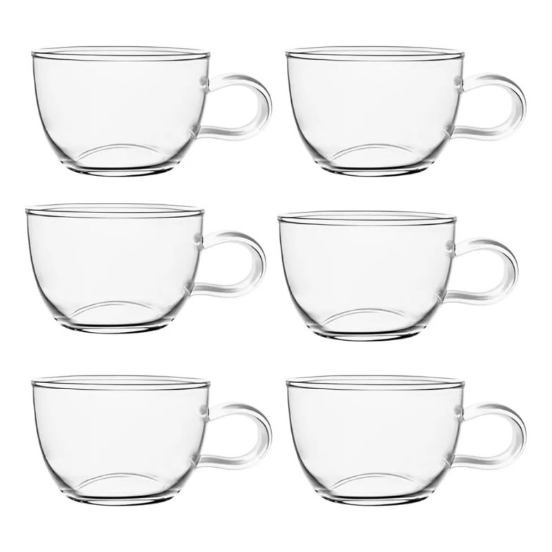 GENERICO - Set 6 Tazas Cafe de Vidrio 240 ML