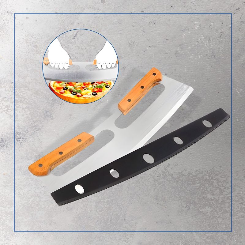 GENERICO - Cuchillo Cortar Pizza Acero Inoxidable Doble Mango 35 CM