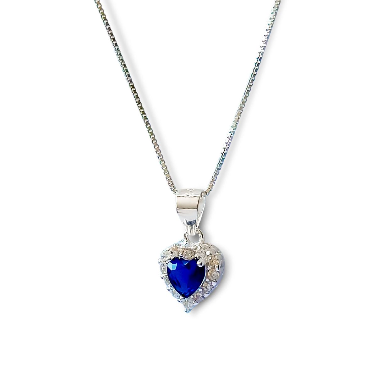 COGGIOLA - Collar Corazón Circón Azul Lady Plata Fina 925