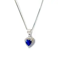 ANDREA COGGIOLA JOYAS - Collar Corazón Circón Azul Lady Plata Fina 925